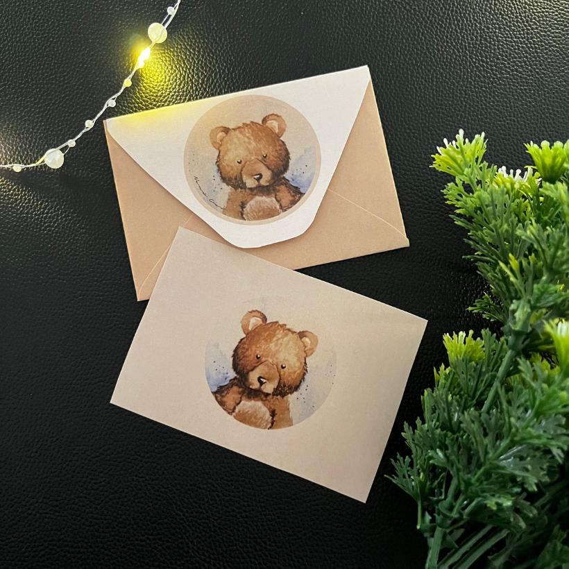 Cartão com Envelope Animais Aquarela